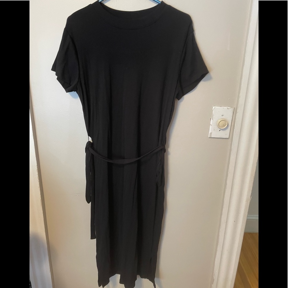 Long black belted dress